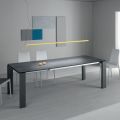 Dining Table Extendable to 2.8 m Metal and Matt Ceramic Top - Rashid