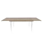 Extendable Dining Table to 255 cm in Plexiglass and Wood Made in Italy - Francoise Viadurini