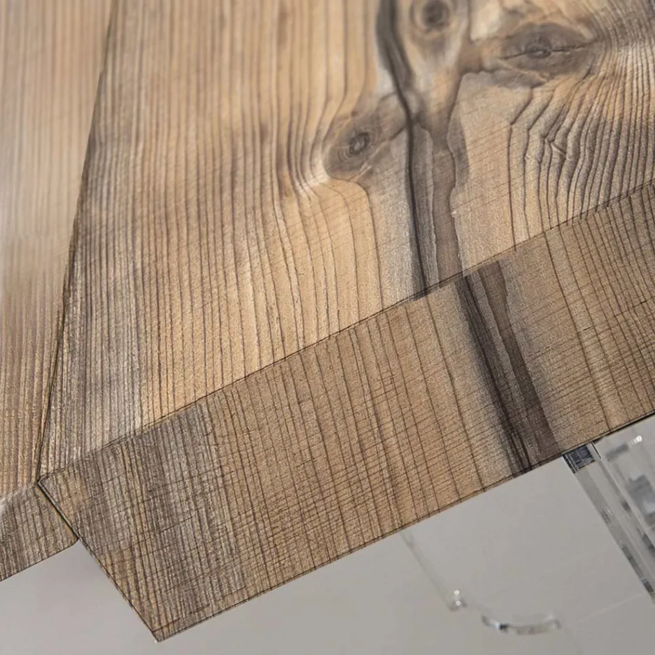 Extendable Dining Table to 255 cm in Plexiglass and Wood Made in Italy - Francoise Viadurini