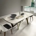 Dining Table Extendable to 294 cm Polished Ceramic and Polyurethane - Stalto Viadurini