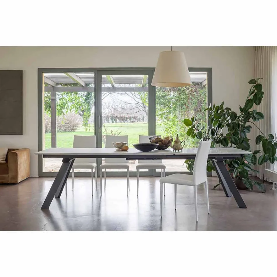 Extendable Dining Table Ceramic Top up to 2.8 m Made in Italy - Paoluccio Viadurini