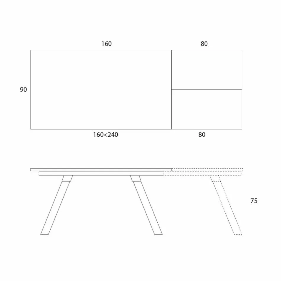 Extendable Dining Table Ceramic Top up to 2.8 m Made in Italy - Paoluccio Viadurini