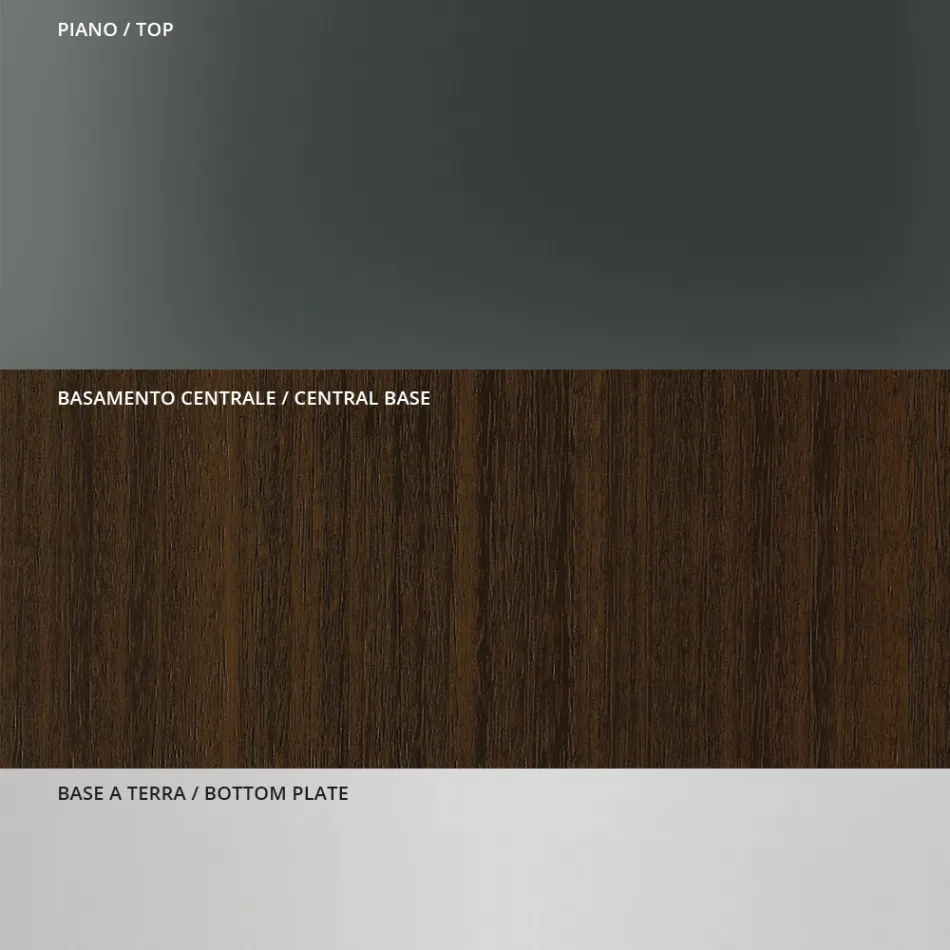 Dining Table with Square Glass Top and Wooden Base Made in Italy - Kuadro Viadurini