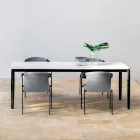 Garden Dining Table in Aluminium and Hpl or Gres, Various Finishes - Filomena Viadurini