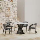 Outdoor Dining Table in Aluminium and Stoneware Top Made in Italy - Donovan Viadurini