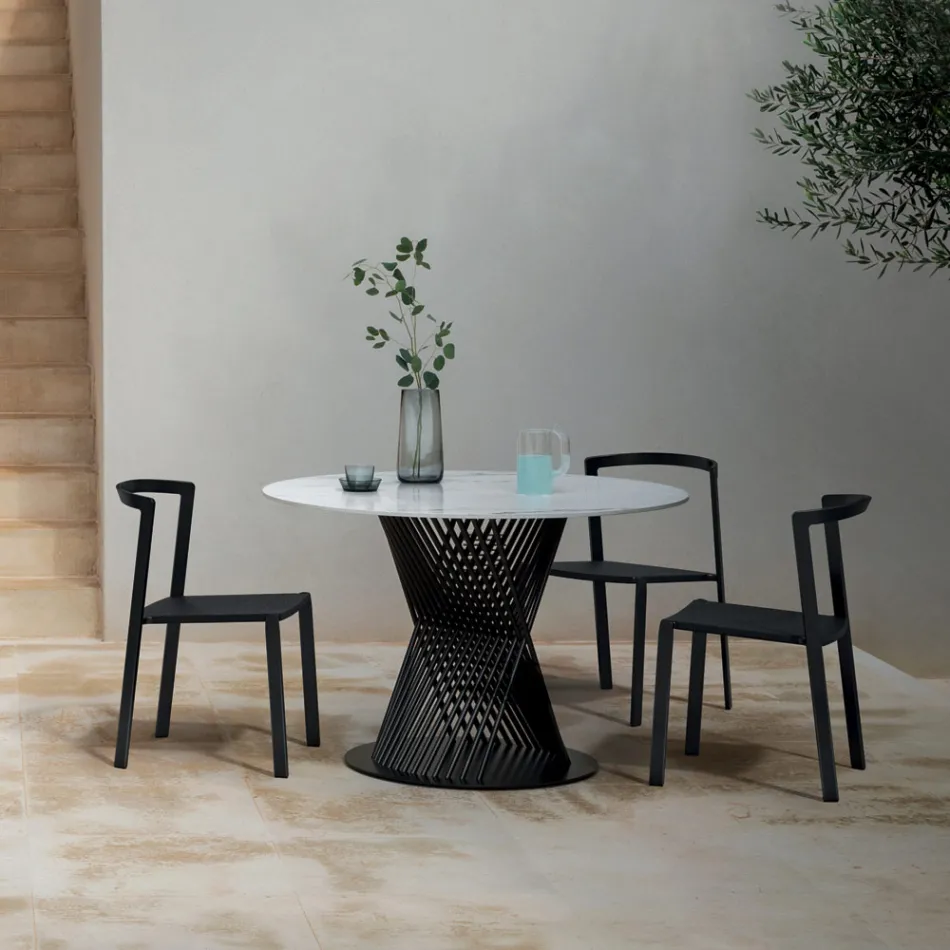 Outdoor Dining Table in Aluminium and Stoneware Top Made in Italy - Donovan Viadurini