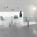 Dining Table in Transparent Glass and Metal Various Colours Made in Italy - Aschio