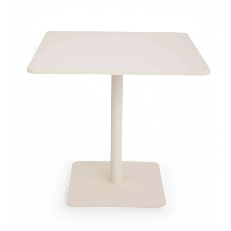 Square Table 80x80 cm Outdoor Made of Beige Aluminium - Alfresco Viadurini