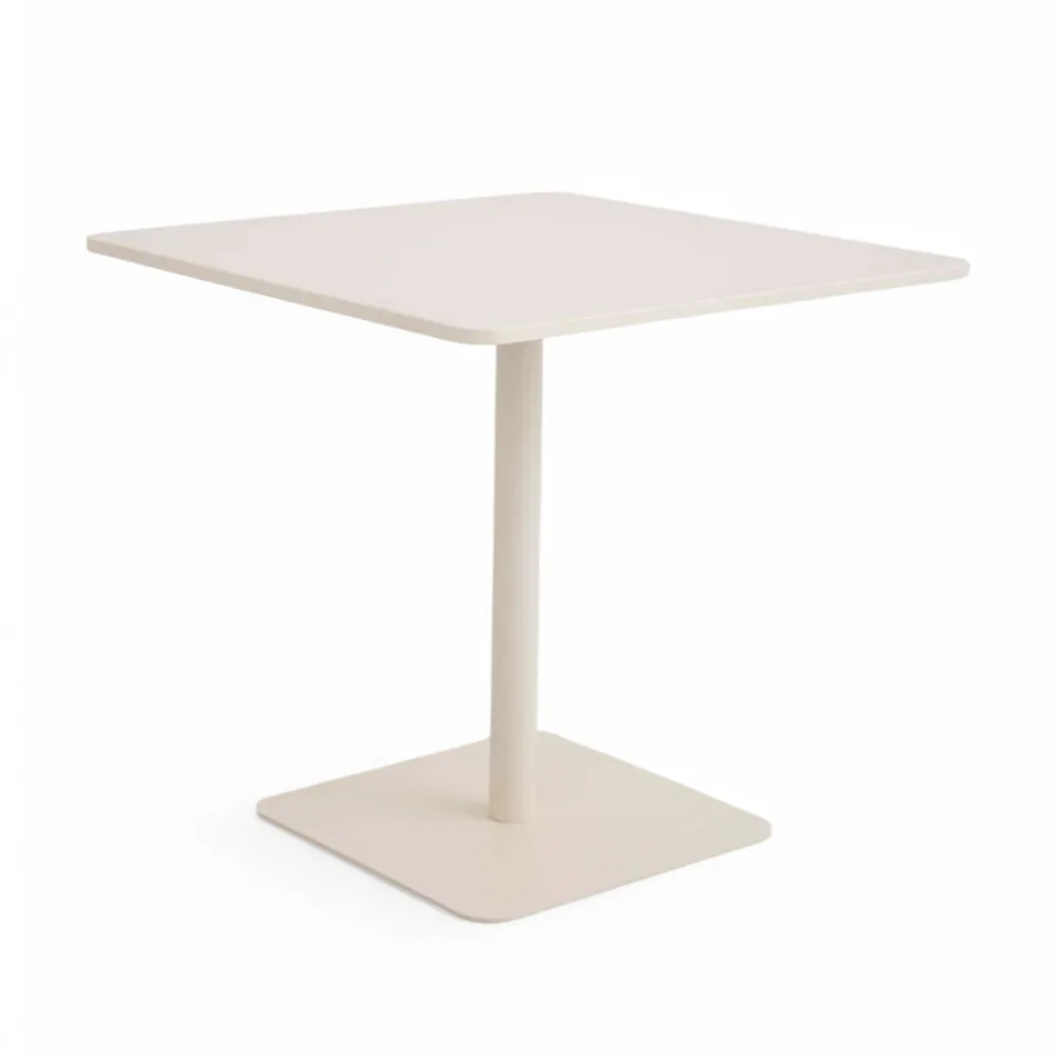 Square Table 80x80 cm Outdoor Made of Beige Aluminium - Alfresco Viadurini