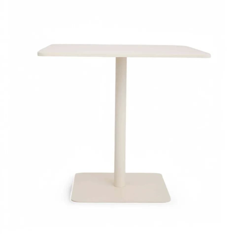 Square Table 80x80 cm Outdoor Made of Beige Aluminium - Alfresco Viadurini