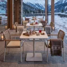 Square Table 80x80 cm Outdoor Made of Beige Aluminium - Alfresco Viadurini