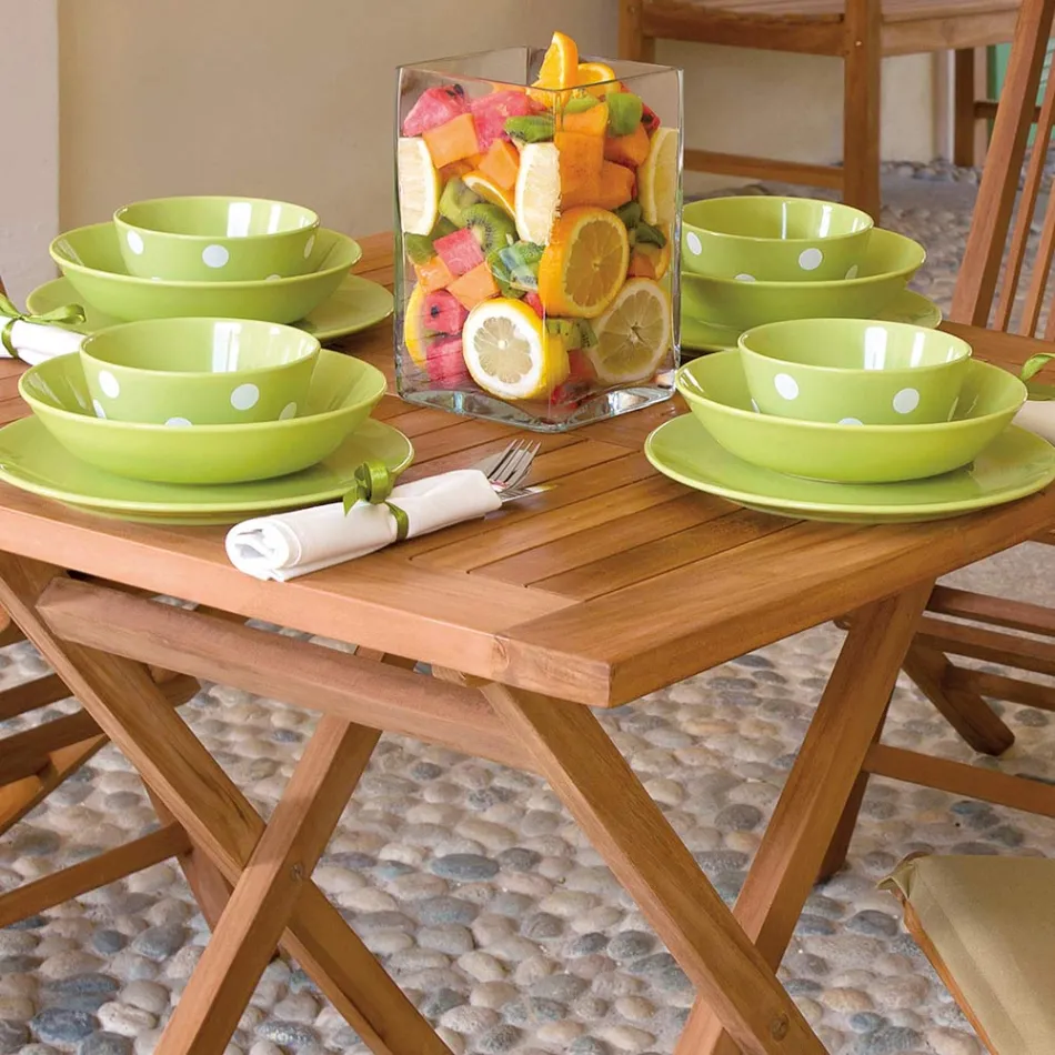 Square Garden Table 80x80 cm Made of Teak - Amico Viadurini