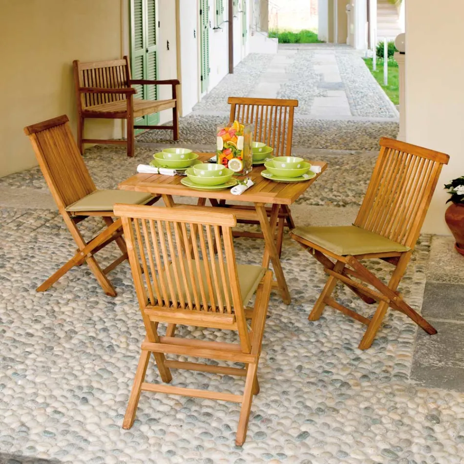 Square Garden Table 80x80 cm Made of Teak - Amico Viadurini