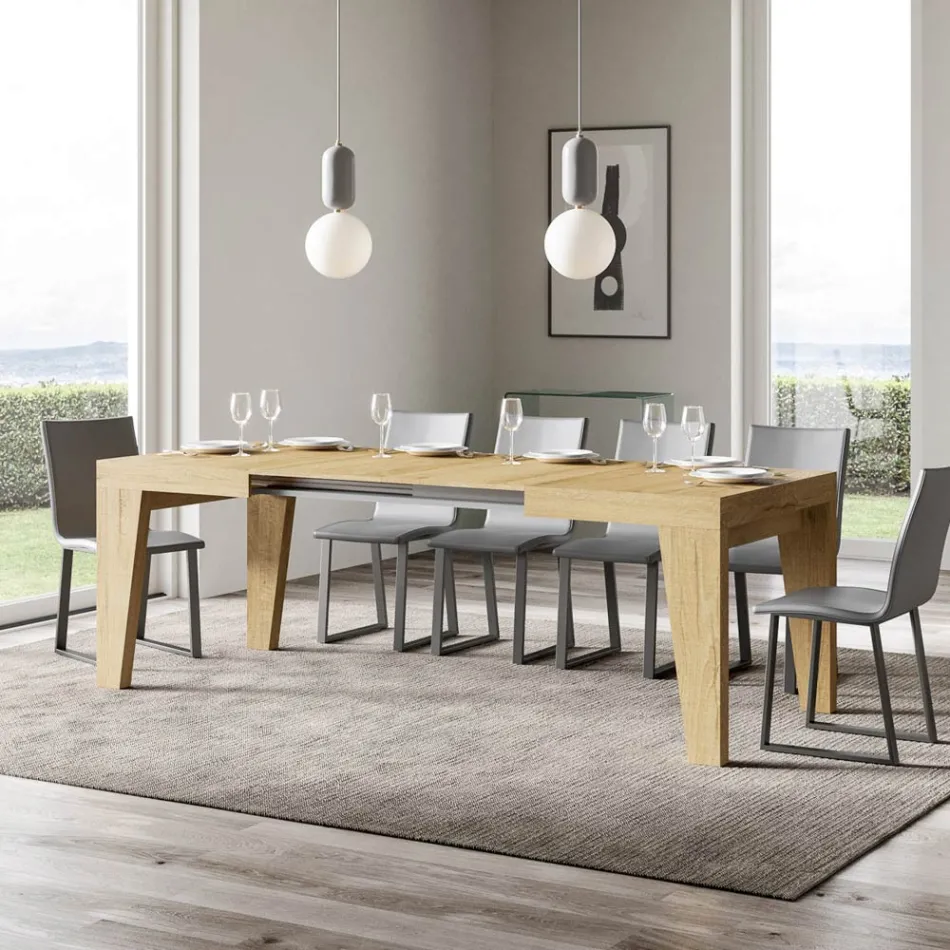 Square Table Extendable to 440 cm in Wood Made in Italy - Flower Viadurini