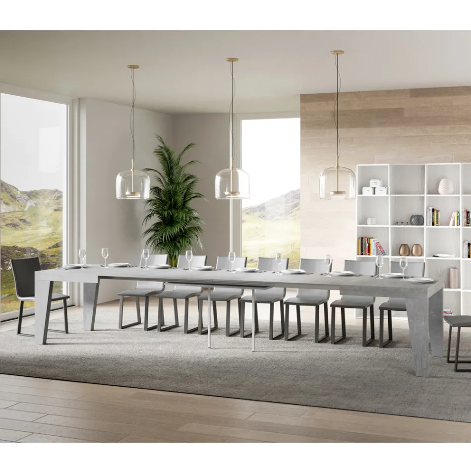 Square Table Extendable to 440 cm in Wood Made in Italy - Flower Viadurini