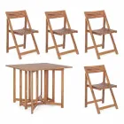 Square Outdoor Table in Acacia Wood with 4 Folding Chairs - Sage Viadurini