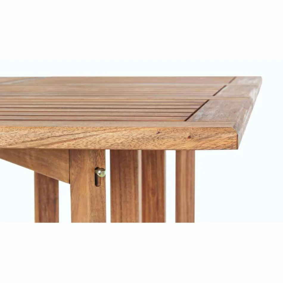 Square Outdoor Table in Acacia Wood with 4 Folding Chairs - Sage Viadurini