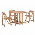 Square Outdoor Table in Acacia Wood with 4 Folding Chairs - Sage