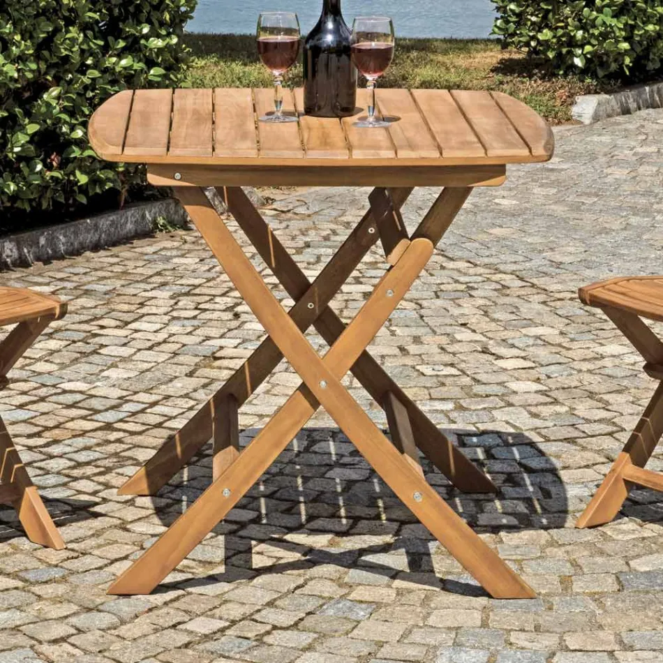 Square Outdoor Table Made of Acacia Wood - Sunset Viadurini