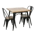 Indoor and Outdoor Square Table Made of Iron and Wood - Stationery Viadurini
