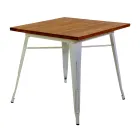 Indoor and Outdoor Square Table Made of Iron and Wood - Stationery Viadurini