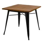 Indoor and Outdoor Square Table Made of Iron and Wood - Stationery Viadurini
