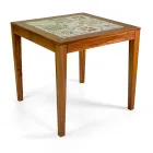 Square Table Made of Acacia Wood and Ceramic Top - Technical Viadurini