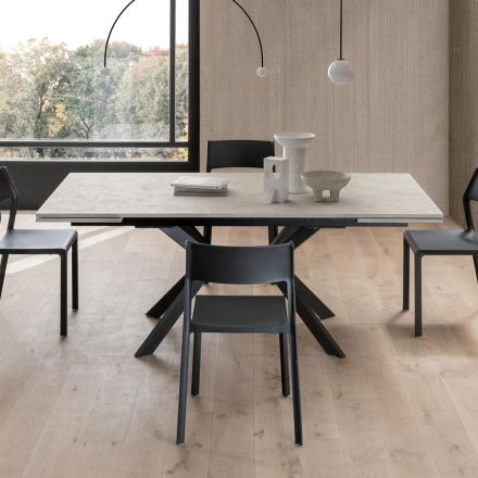 Extendable Rectangular Table to 240 or 280 cm in HPL and Metal - Present Viadurini