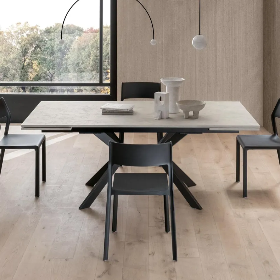 Extendable Rectangular Table to 240 or 280 cm in HPL and Metal - Present Viadurini