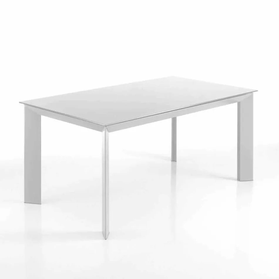 Rectangular table extending up to 220 cm Jordy white matt Viadurini