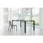 Extendable Rectangular Table in Transparent Glass Made in Italy - Sopot Viadurini