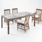 Rectangular Outdoor Table in Polyrattan and Glass - Gigi Viadurini