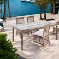 Rectangular Outdoor Table in Polyrattan and Glass - Gigi