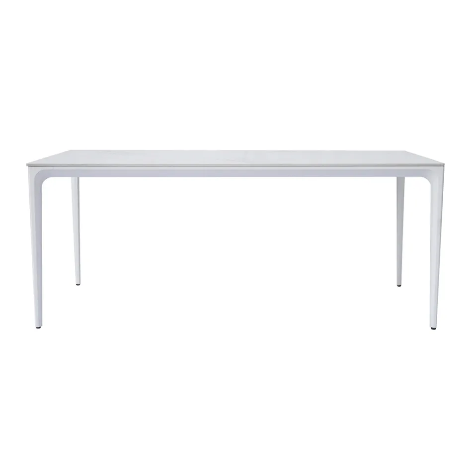 Rectangular Garden Table in Aluminum and Stoneware - Lunara Viadurini