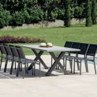 Rectangular Garden Table in Aluminum and Gray Resin - Nuvia Viadurini