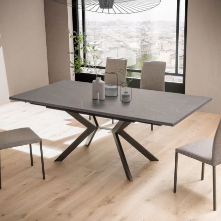 Fixed Rectangular Table in HPL Patagonia and Metal Moka Finish - Charmy  Viadurini