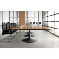 Meeting table in shaped natural walnut melamine - Gaelle