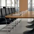 Meeting table in shaped natural walnut melamine - Gaelle Viadurini
