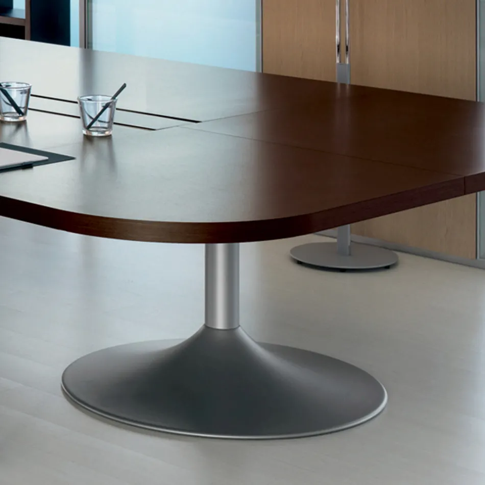 Meeting table in shaped dark oak melamine - Gaelle Viadurini