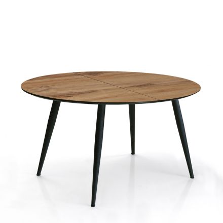Round Table Extendable to 150 cm Light Walnut Finish - Capone Viadurini