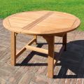 Round Outdoor Table Extendable to 170 cm Made of Teak - Armonia