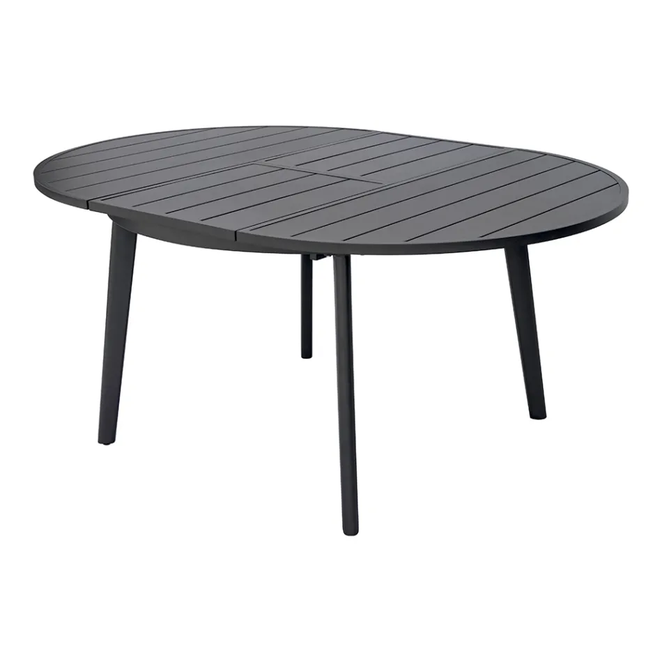 Extendable Round Table in Anthracite Aluminum (170 cm) - Rivara Viadurini