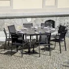 Extendable Round Table in Anthracite Aluminum (170 cm) - Rivara Viadurini