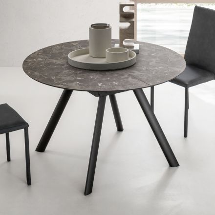 Round Table Extendable to 170 cm in Stratified HPL - Convivio Viadurini