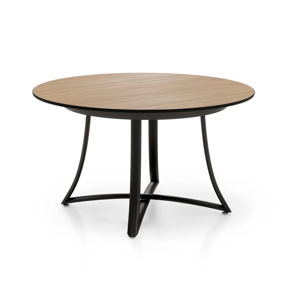 Extendable Round Table with MDF Top Covered in Laminate - Puglia Viadurini