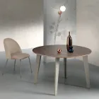 Extendable Round Table in Canaletto Walnut Veneer Wood - Tonico Viadurini