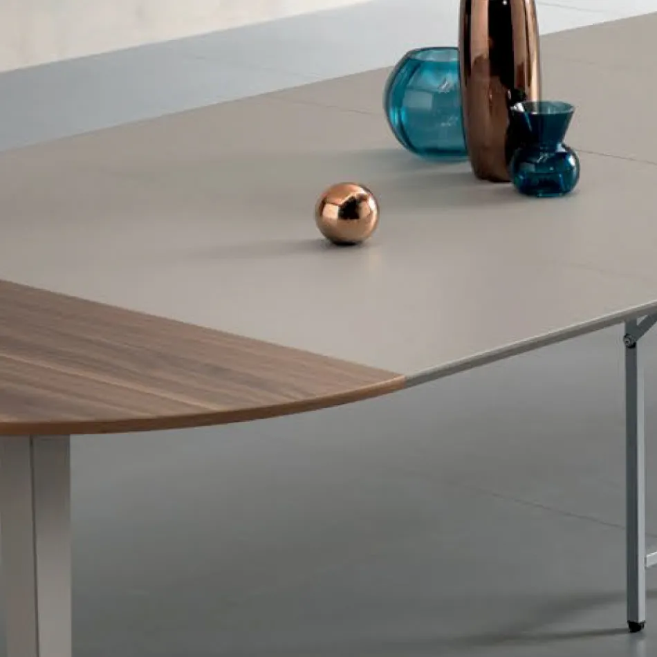 Extendable Round Table in Canaletto Walnut Veneer Wood - Tonico Viadurini