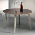 Extendable Round Table in Canaletto Walnut Veneer Wood - Tonico