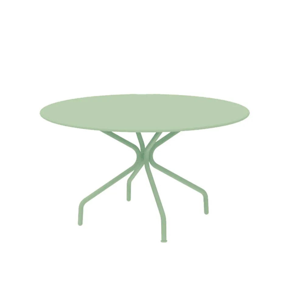 Round Galvanized Steel Outdoor Table Made in Italy - Selvaggia Viadurini