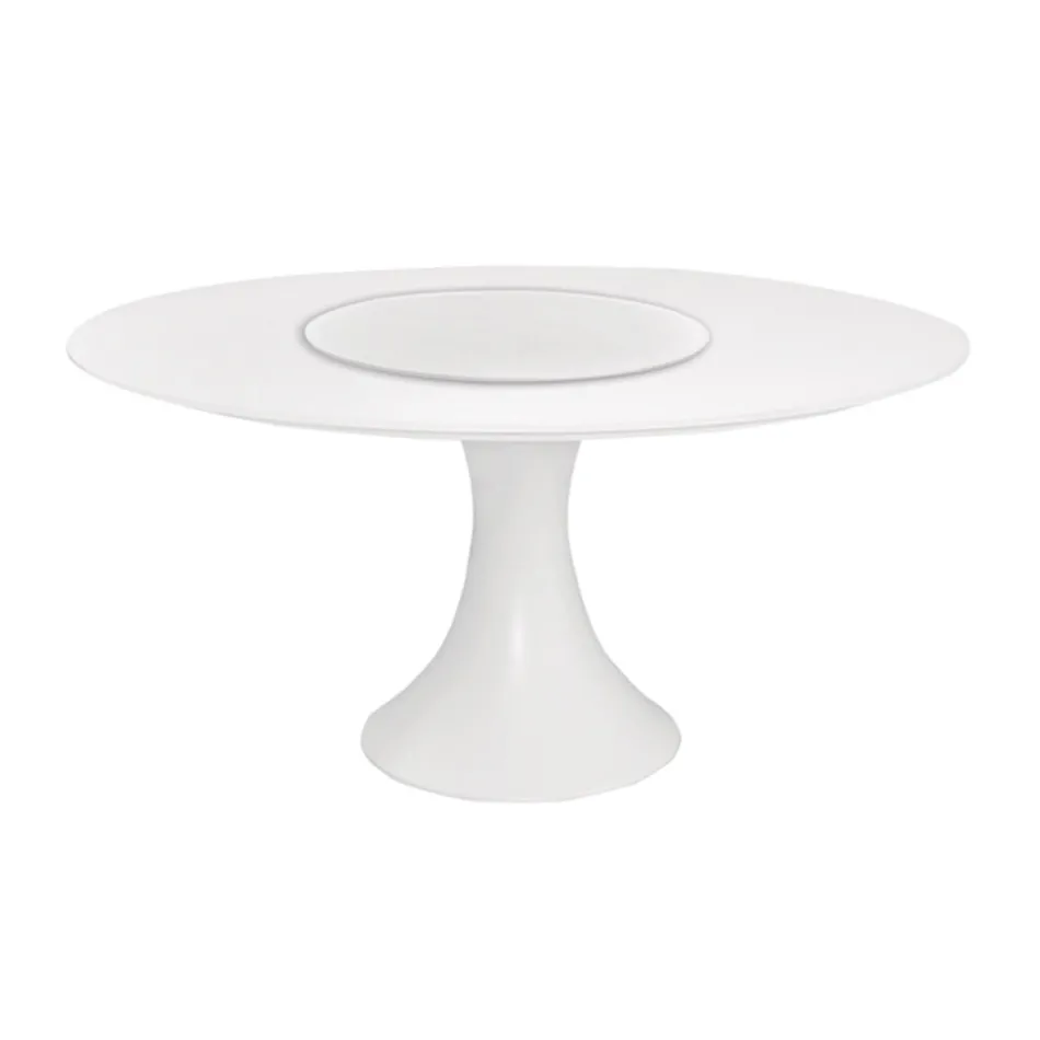 Round Outdoor Table in Powder Coated Aluminium and Glass - Arcade Viadurini